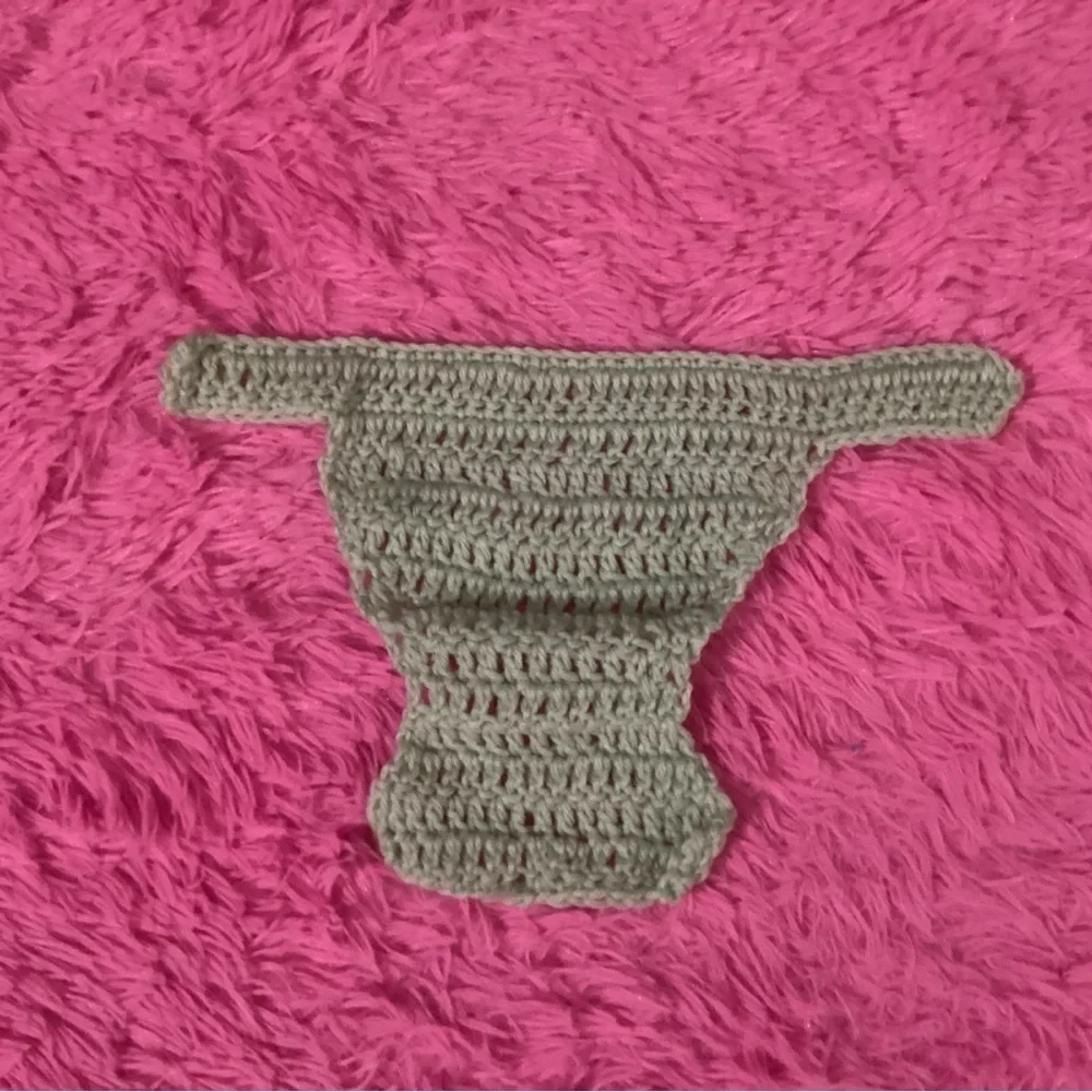 HANDCRAFTED & HAND CROCHETED GREEN DIAPER COVER WITH FLORAL WOODEN BUTTONS PR-NB